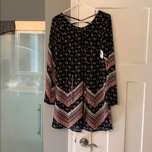 Pink, White and Black Chevron/Floral Dress